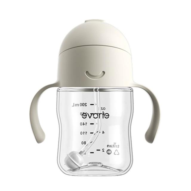 【Evorie】Tritan滑蓋學習吸管水杯防漏200mL(微笑水杯 練習水杯 練習喝水 寶寶水杯)
