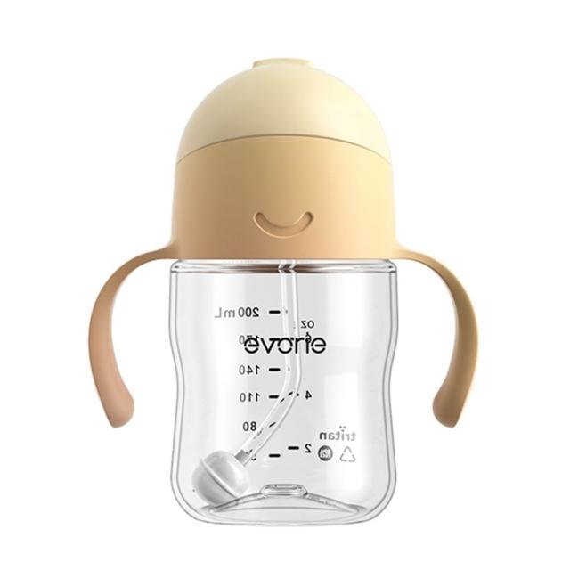 【Evorie】Tritan滑蓋學習吸管水杯防漏200mL(微笑水杯 練習水杯 練習喝水 寶寶水杯)