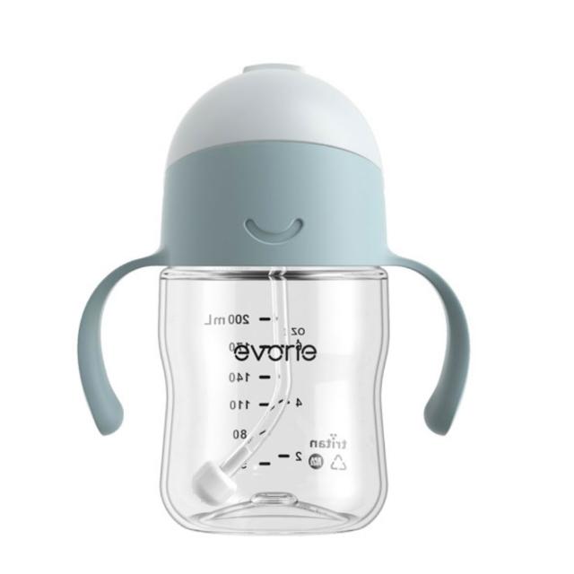 【Evorie】Tritan滑蓋學習吸管水杯防漏200mL(微笑水杯 練習水杯 練習喝水 寶寶水杯)
