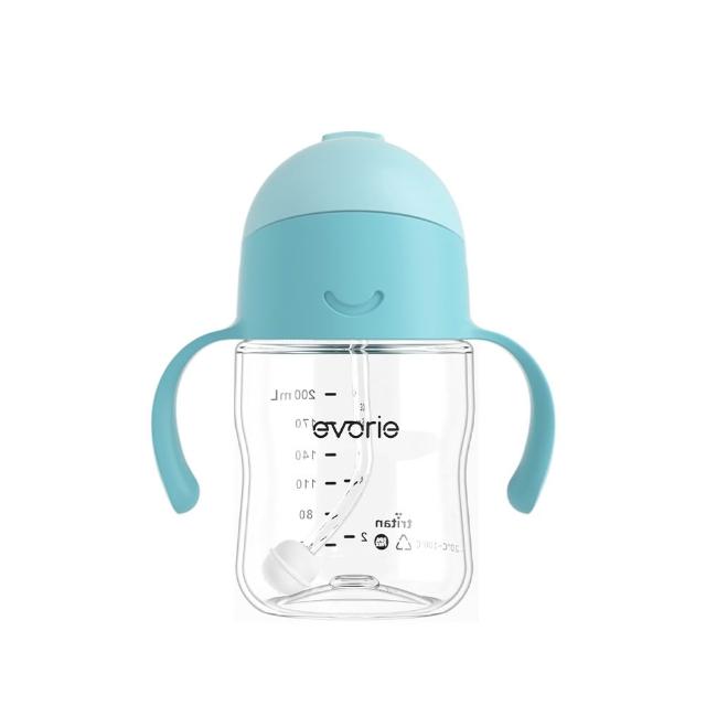 【Evorie】Tritan滑蓋學習吸管水杯防漏200mL(微笑水杯 練習水杯 練習喝水 寶寶水杯)