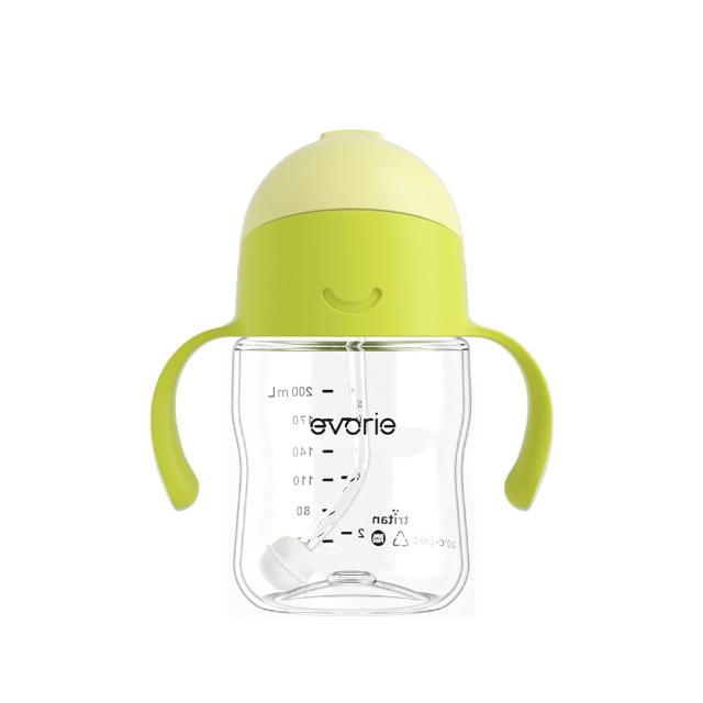 【Evorie】Tritan滑蓋學習吸管水杯防漏200mL(微笑水杯 練習水杯 練習喝水 寶寶水杯)