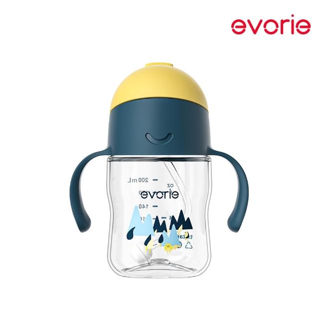 【Evorie】Tritan 200mL300mL雙色學飲吸管水杯組 (總代理公司貨/微笑水杯)