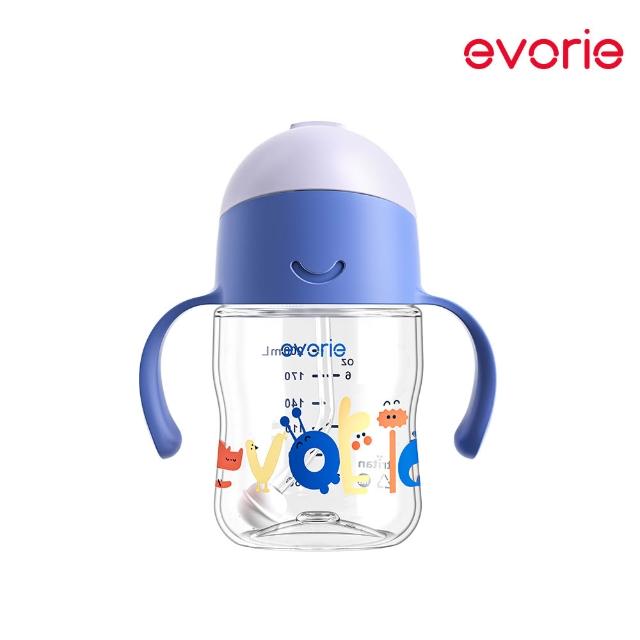 【Evorie】Tritan 200mL300mL雙色學飲吸管水杯組 (總代理公司貨/微笑水杯)