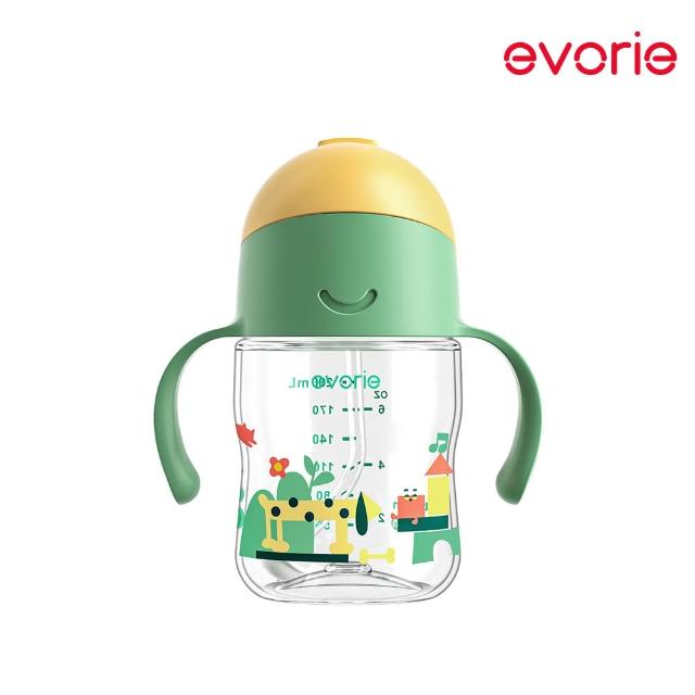 【Evorie】Tritan 200mL300mL雙色學飲吸管水杯組 (總代理公司貨/微笑水杯)
