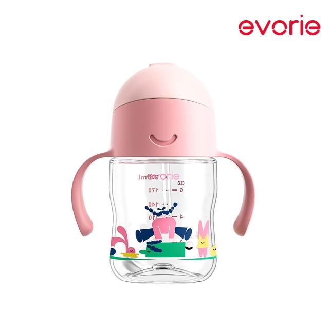 【Evorie】Tritan 200mL300mL雙色學飲吸管水杯組 (總代理公司貨/微笑水杯)