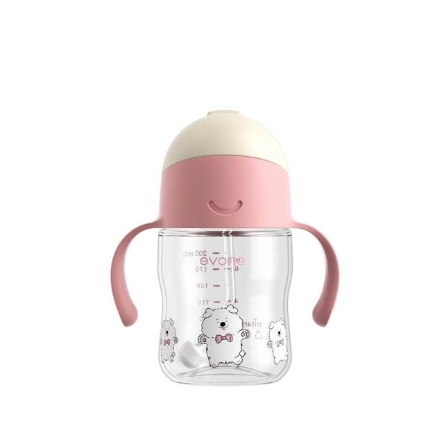 【Evorie】Tritan 200mL300mL雙色學飲吸管水杯組 (總代理公司貨/微笑水杯)