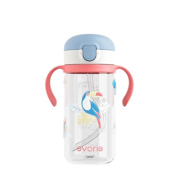 【Evorie】Tritan 200mL300mL雙色學飲吸管水杯組 (總代理公司貨/微笑水杯)