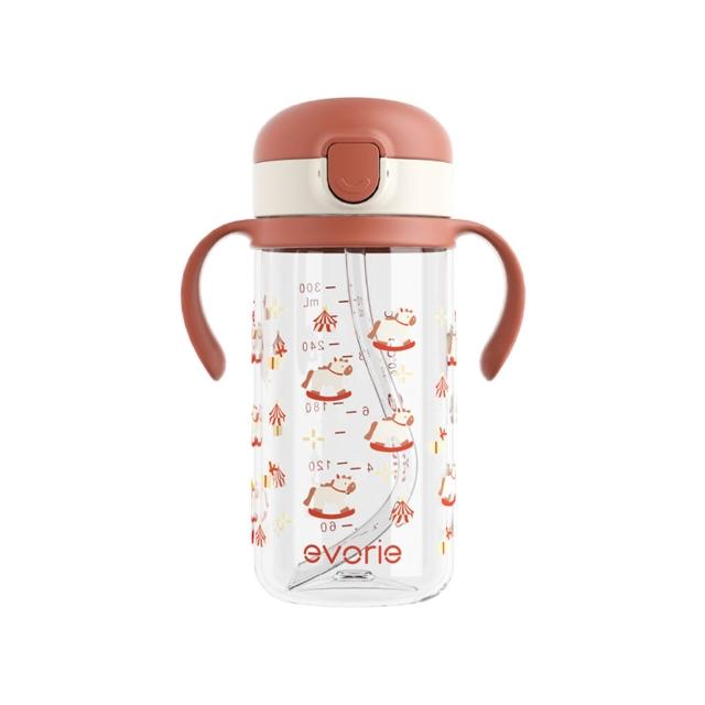 【Evorie】Tritan 200mL300mL雙色學飲吸管水杯組 (總代理公司貨/微笑水杯)
