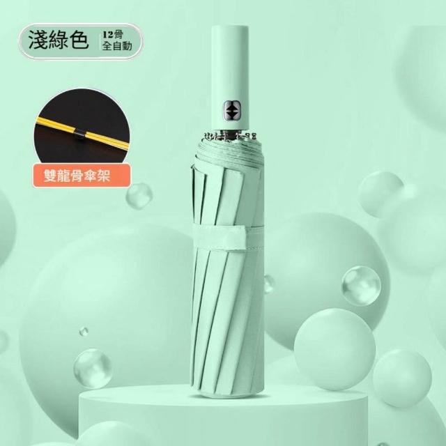 【TWBUY 台灣好購】德國款十二骨自動傘 升級雙龍骨(一鍵自動開收 全自動晴雨傘 遮陽傘 106超大傘面)