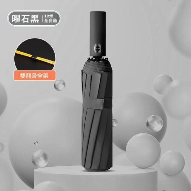 【TWBUY 台灣好購】德國款十二骨自動傘 升級雙龍骨(一鍵自動開收 全自動晴雨傘 遮陽傘 106超大傘面)