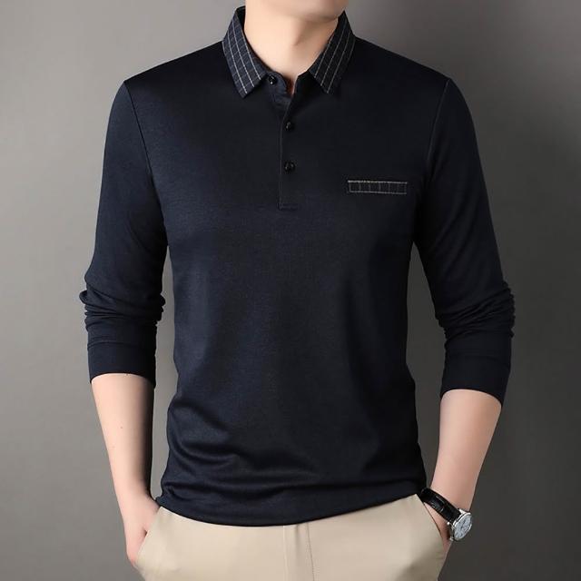 【Billgo】針織棉長袖口袋POLO衫-3款 多色 M-4XL碼 薄款秋冬男上衣 四季可穿(親膚、舒適、換季)