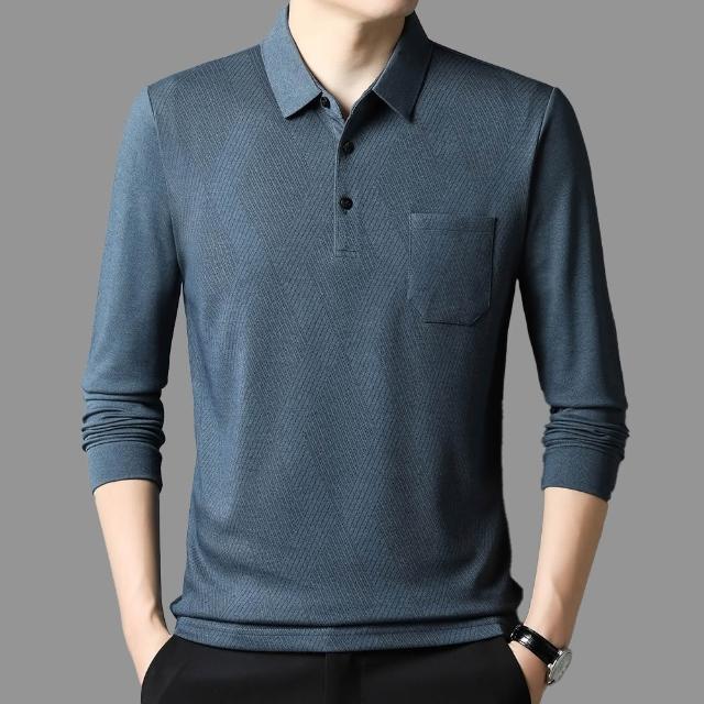 【Billgo】針織棉長袖口袋POLO衫-3款 多色 M-4XL碼 薄款秋冬男上衣 四季可穿(親膚、舒適、換季)