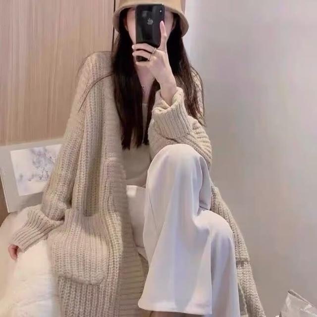 【D.studio】韓版慵懶風寬鬆長版針織外套(大衣 風衣 上衣 女裝 衣服 外套 長袖上衣 長版外套 毛衣 J291)