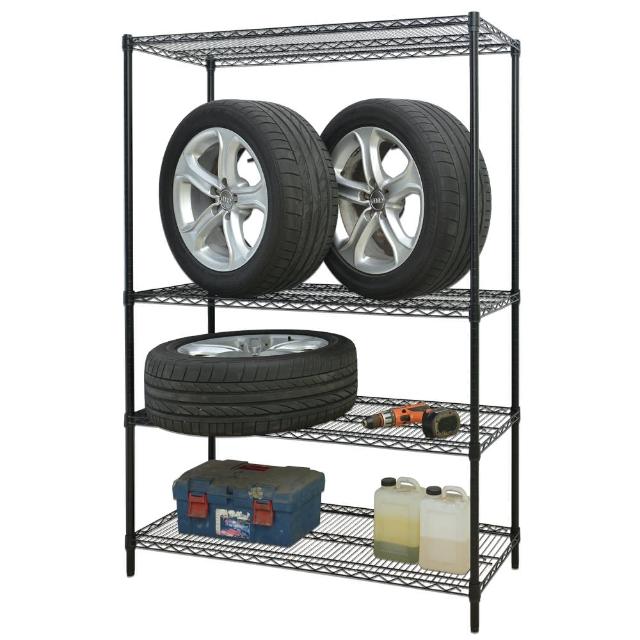 【居家cheaper】荷重型 烤黑 46X121X120CM 四層置物架(每層耐重100KG 層架鐵架 置物架 貨架)