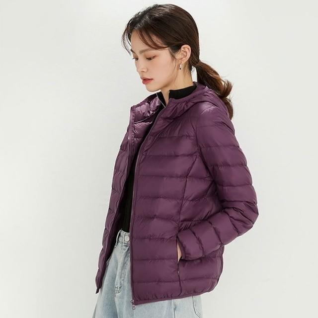 【米蘭精品】極速出貨  真90%白鴨絨羽絨衣輕羽絨外套(保暖休閒多色連帽女夾克12色74gz2)