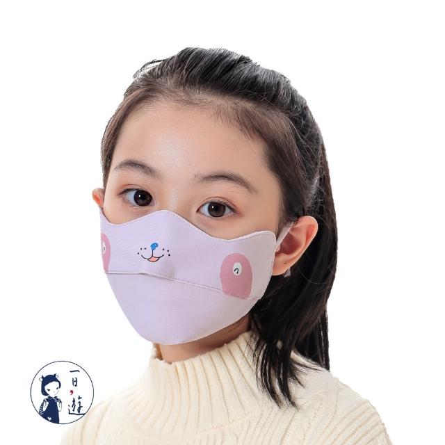 【NicoFun 愛定做】兒童防風保暖 萌趣浣熊卡通 布口罩 立體3D 透氣 護眼角 防護口罩(可水洗 可調式耳扣)