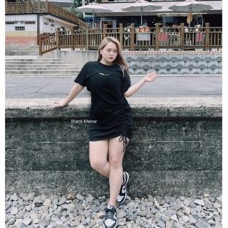 【Want-Meow】獨家款100公斤可穿/兩件式螺紋性感抽繩洋裝(大碼洋裝/大尺碼/韓系歐膩穿搭/孕婦裝)