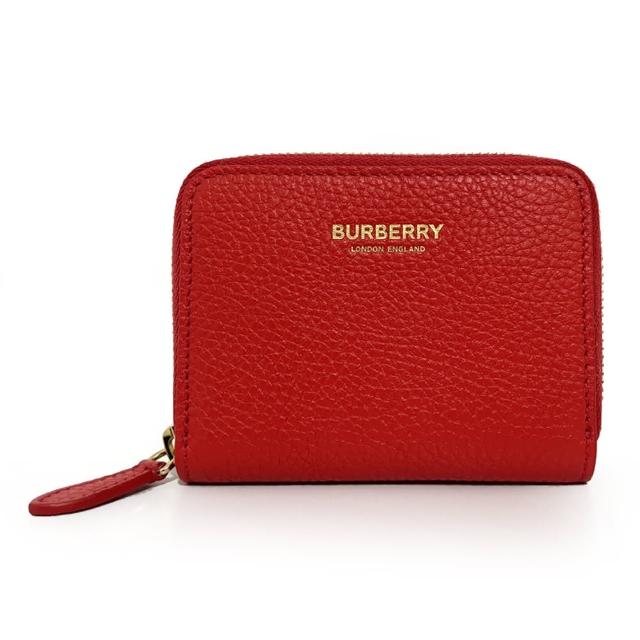 【BURBERRY 巴寶莉】經典格紋帆布/壓印LOGO牛皮拉鍊錢包短夾零錢包(顏色任選)