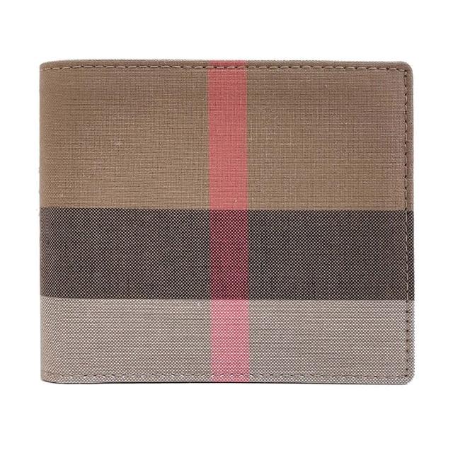 【BURBERRY 巴寶莉】經典格紋帆布/壓印LOGO牛皮拉鍊錢包短夾零錢包(顏色任選)