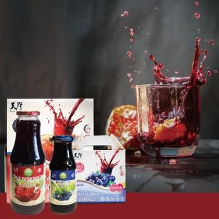 【天廚】NFC100%非濃縮還原果汁大小雙拼超果飲禮盒組石榴汁/藍莓汁(1000mlx2+200mlx6)