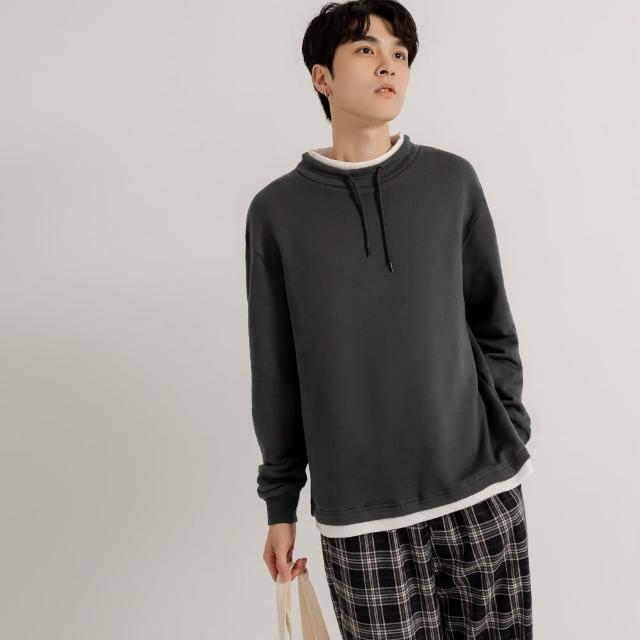 【OB 嚴選】假兩件半高領抽繩內刷毛大學TEE 《JA0019》