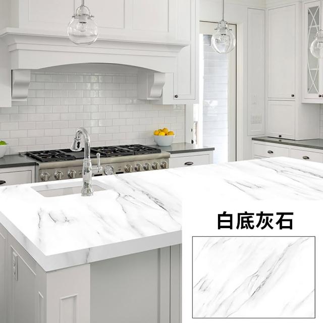 【QLZHS】618限定 仿大理石紋防水防油自粘廚房貼紙 廚房壁貼 墻貼 傢俱貼紙 灶台貼紙(60*500cm)