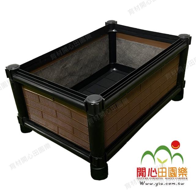 【田園樂】育材雙層種植箱+尼龍輪4顆(組合種植箱種菜箱/深根植物栽培/可選多種側板款式/加裝輪子方便移動)