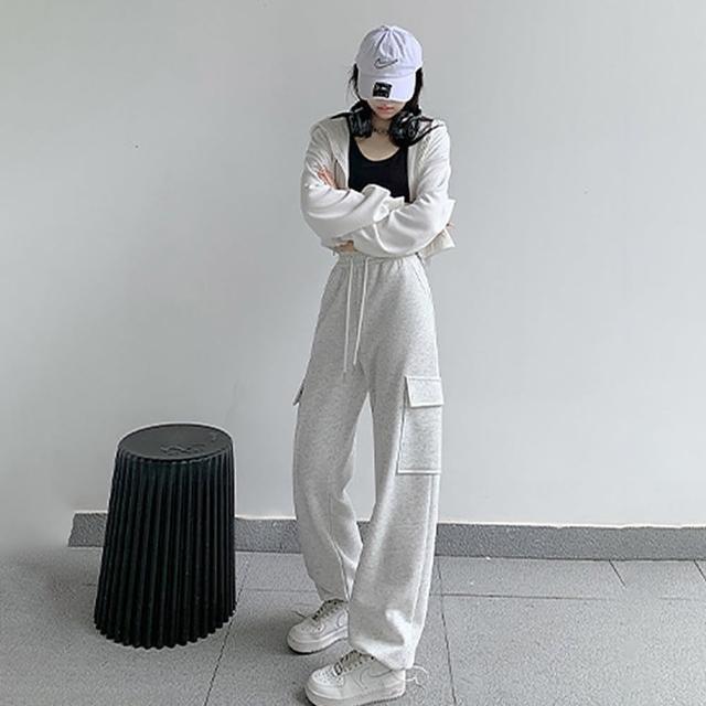 【D.studio】韓版高腰設計感工作褲(寬褲 褲子 長褲 休閒褲 女裝 高腰褲 拖地褲 直筒褲 黑褲 P306)