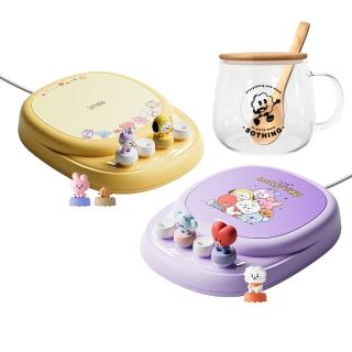 【SOTHING 向物】BT21三檔恆溫恆溫暖杯墊 贈耐熱玻璃杯套組 附造型公仔(保溫杯墊 加熱杯墊 智能斷電 BTS)