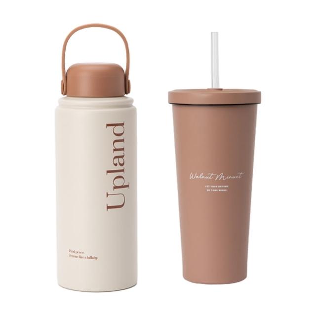 【Oolab 良杯製所】溫杉林保溫瓶950ml+小莊園系列吸管杯710ml-2入組(大容量保溫杯+大容量吸管杯)