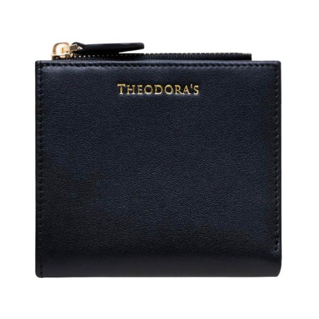 【THEODORA’S 希奧朵拉】品牌極薄RFID防盜對折拉鍊短皮夾(短夾 女夾 皮包 錢包)