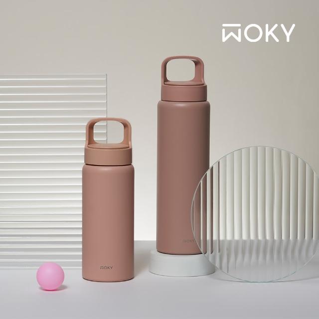 【WOKY 沃廚】2入_鈦陶瓷提手運動保溫瓶600ml(運動水瓶/隨行杯/保溫杯瓶/保冰杯瓶/水壺)