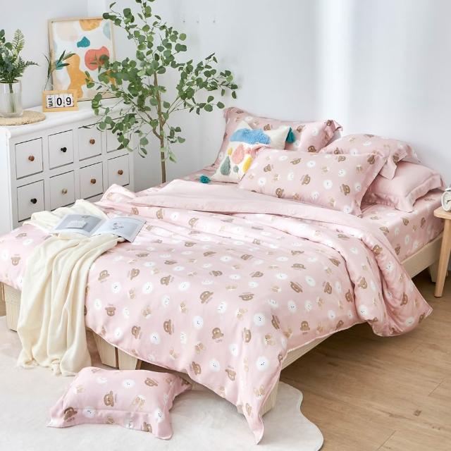 【Great Living 格蕾寢飾】Abelia 100%天絲防蹣抗菌兩用被床包四件組-雙人150x186cm(800織 多款)