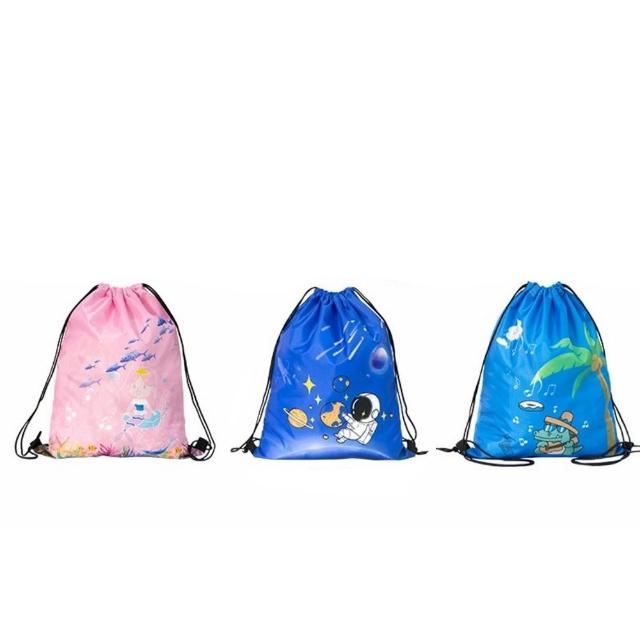 【寶盒百貨】3入男女通用抽繩束口背包 雙肩包 收納袋 鞋袋 休閒沙灘包(外出後背包 洗漱袋 游泳收納袋)