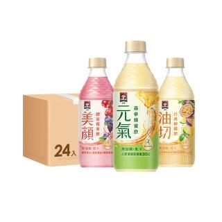 【QUAKER 桂格】無加糖機能飲450mlx24入x1箱(元氣養蔘蜂蜜飲/美顏膠原莓果飲/油切百香檸檬飲)輕保養果味飲