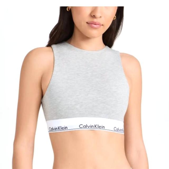 【Calvin Klein 凱文克萊】High Neck Unlined Bralette 棉質削肩露背背心 無墊運動內衣/CK內衣(多色任選)