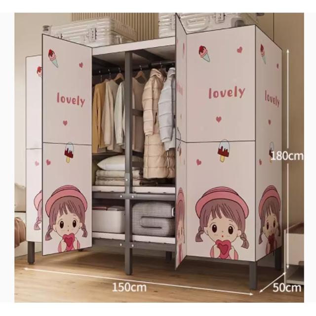 【諾必行】家用臥室折疊簡易衣櫃衣架-150*50*180cm(衣櫥 衣架 簡易衣櫃 開放衣櫃)