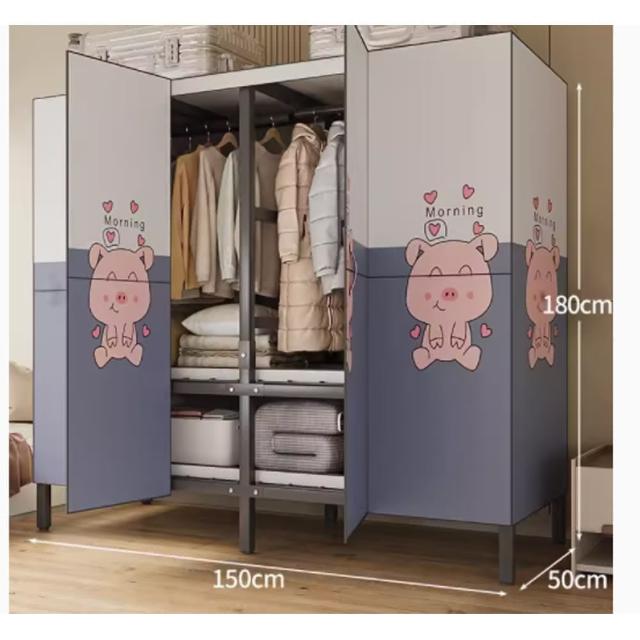 【諾必行】家用臥室折疊簡易衣櫃衣架-150*50*180cm(衣櫥 衣架 簡易衣櫃 開放衣櫃)