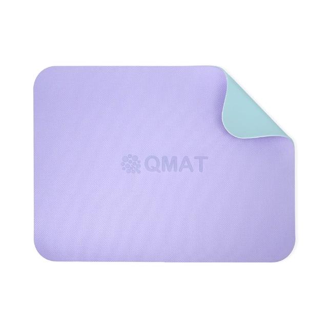 【QMAT】4MM攜帶型超慢跑墊 台灣製(45*60CM 附中間束帶 雙面雙色雙壓紋 跪墊 倒立墊 腳墊)