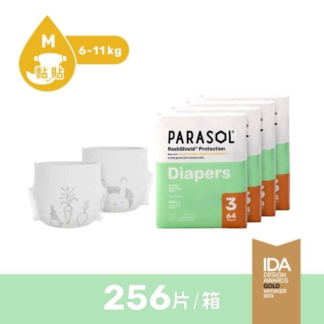 【PARASOL】總代理｜進化版_Clear+Dry® 新科技水凝尿布 囤貨箱購組 黏貼型M-XL(4包/箱)