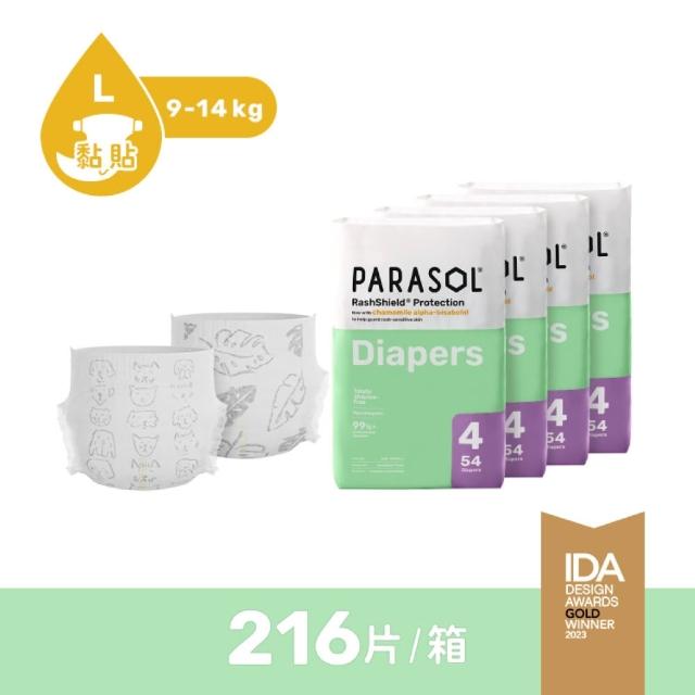 【PARASOL】總代理｜進化版_Clear+Dry 新科技水凝尿布 囤貨箱購2箱組 黏貼型M-XL(4包/箱)