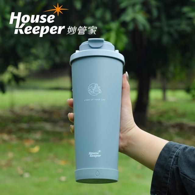 【妙管家】860ml手提陶瓷雙飲杯HKVC-2303(灰藍/暖茶/棗紅 保溫杯 保冷杯 咖啡杯 環保杯 飲料杯)