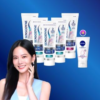 【SENSODYNE 舒酸定】進階護理 專研亮白抗敏牙膏100gX5(美白牙膏/去除牙漬/牙齒美白/抗敏感)