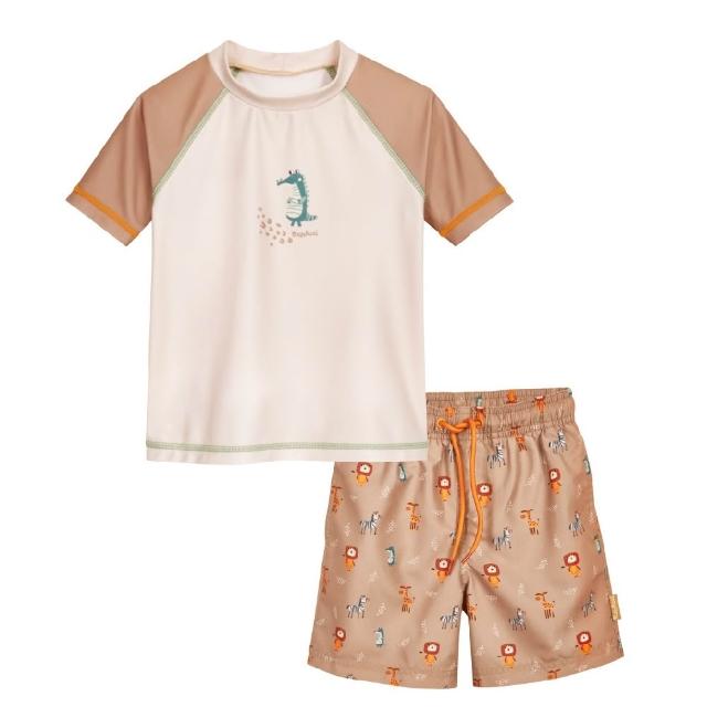 【Playshoes】抗UV防曬短袖兩件組兒童泳裝配海灘褲-多款