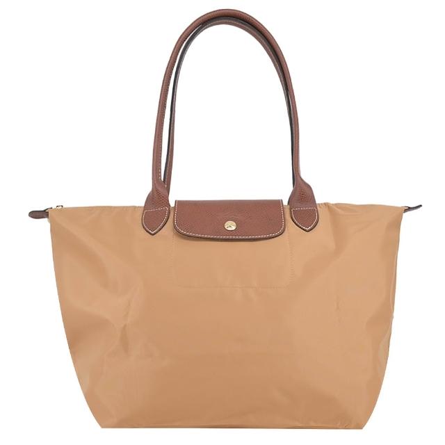 【LONGCHAMP】經典原創/刺繡長把再生尼龍摺疊肩背水餃包(大/多色選)