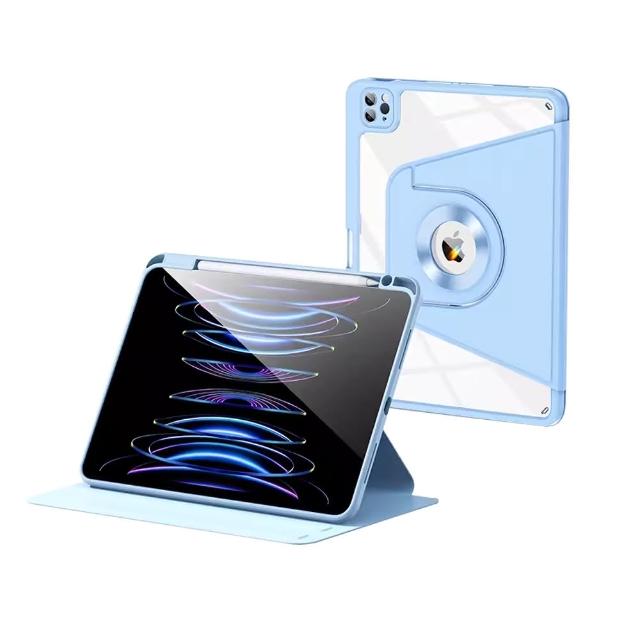 【OMG】iPad Air6/Air7 11吋磁吸分離保護套 720°旋轉三角支架 平板氣囊防摔保護殼 帶筆槽皮套 多角度支架