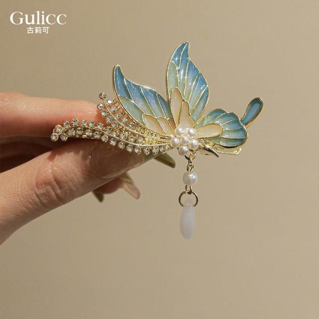 【Gulicc 古莉可】髮夾 古典流蘇花朵 仙氣爆棚小抓夾(7夕情人節 生日 髮飾 頭飾 鯊魚夾 抓夾 禮物)