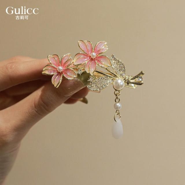 【Gulicc 古莉可】髮夾 古典流蘇花朵 仙氣爆棚小抓夾(99購物節 生日 髮飾 頭飾 鯊魚夾 抓夾 禮物)