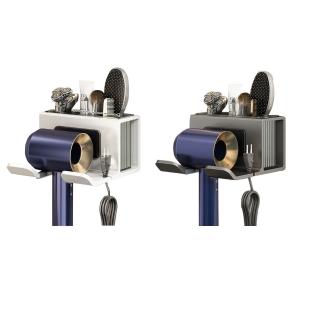 【MUAN】壁掛式吹風機收納架 鋁合金吹風機架 浴室置物架(免釘牆 吹風機掛架 風筒架)