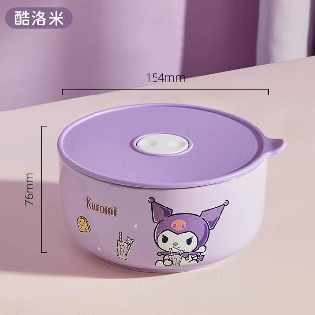 【SANRIO 三麗鷗】美樂蒂大耳狗凱蒂貓陶瓷帶蓋密封保鮮碗(大款 可微波)